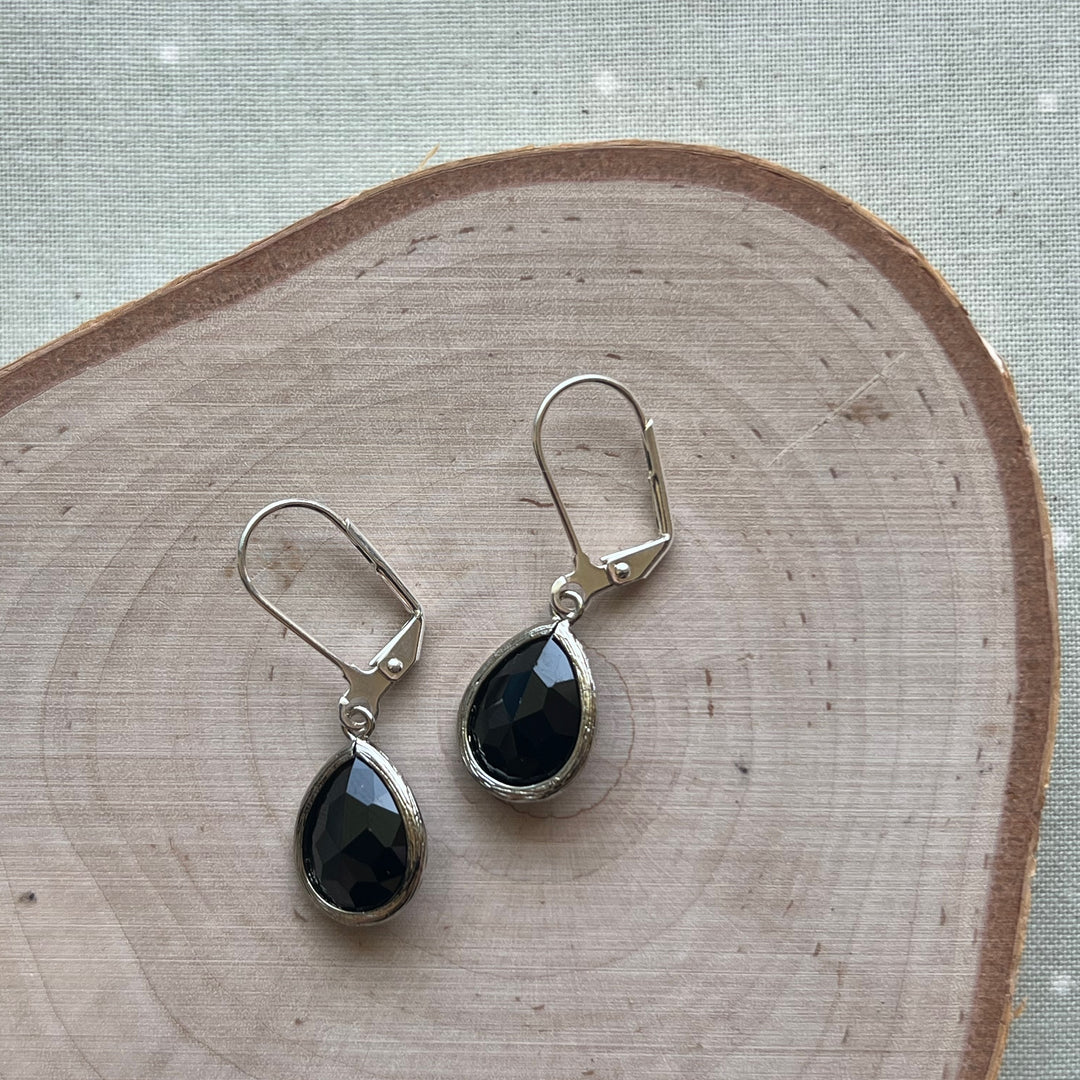 Cara Silver Bezel Glass Earrings