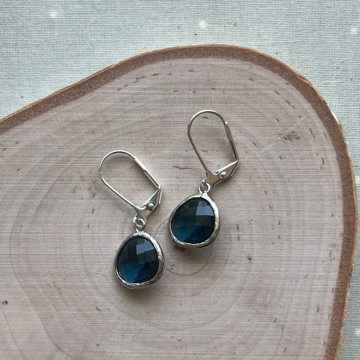 Cara Silver Bezel Glass Earrings