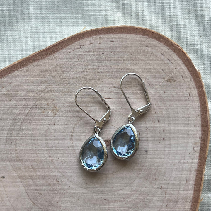Cara Silver Bezel Glass Earrings