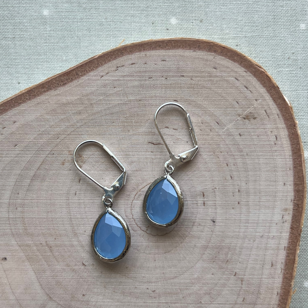 Cara Silver Bezel Glass Earrings