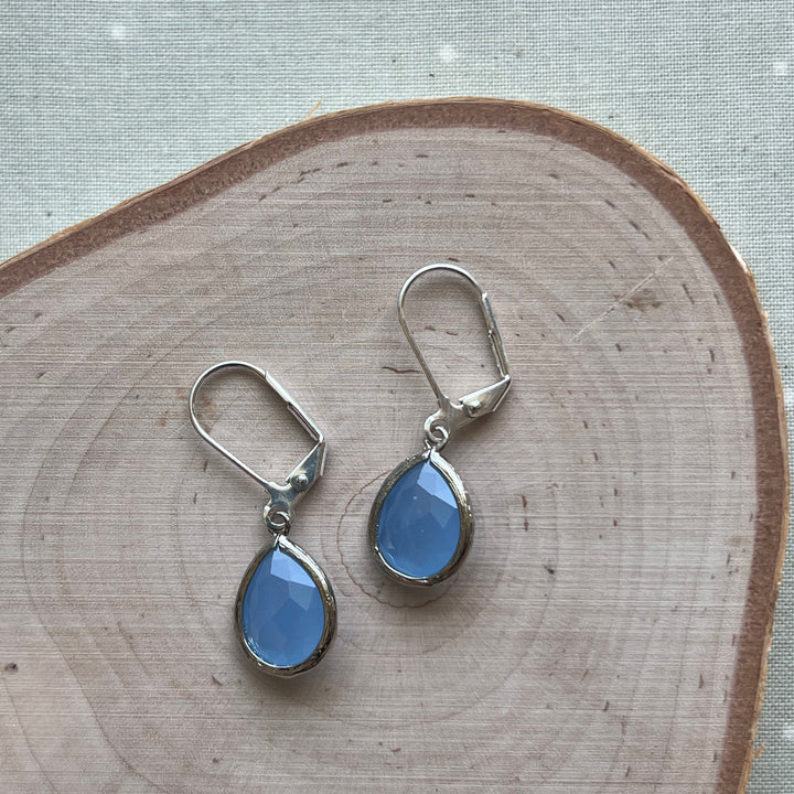 Cara Silver Bezel Glass Earrings