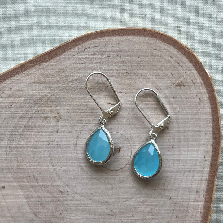 Cara Silver Bezel Glass Earrings