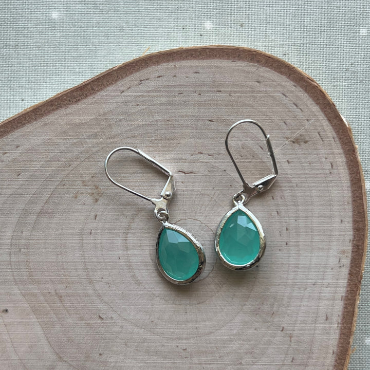 Cara Silver Bezel Glass Earrings