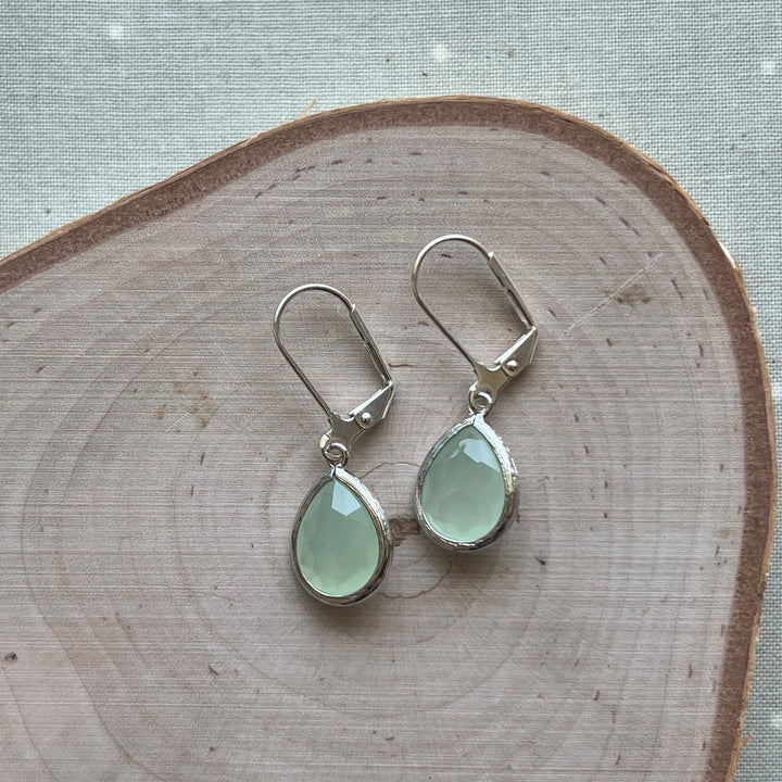 Cara Silver Bezel Glass Earrings