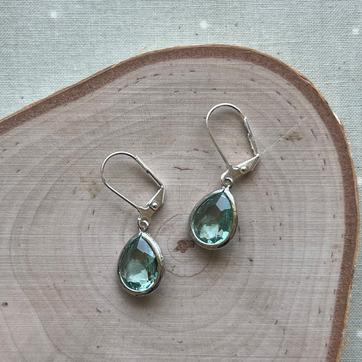 Cara Silver Bezel Glass Earrings