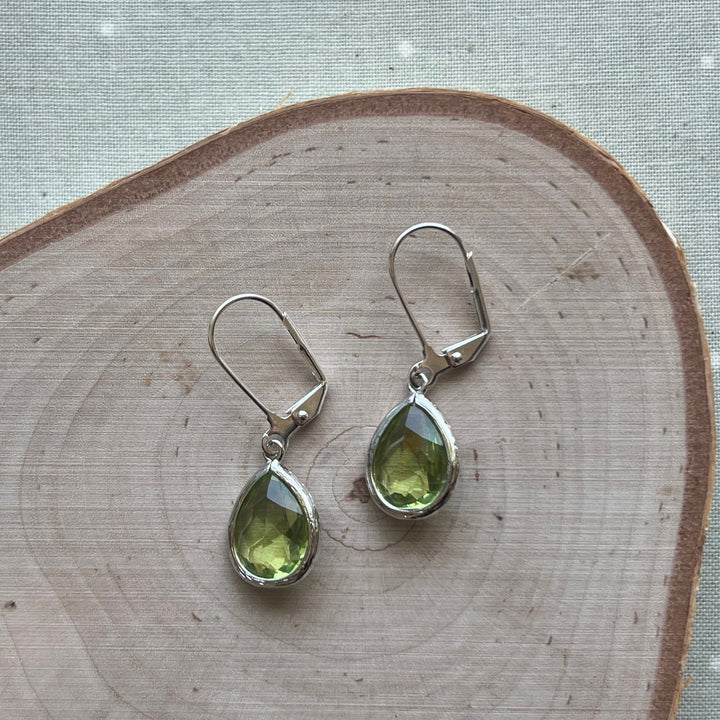 Cara Silver Bezel Glass Earrings
