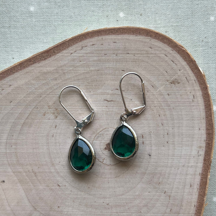 Cara Silver Bezel Glass Earrings