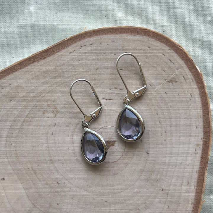 Cara Silver Bezel Glass Earrings