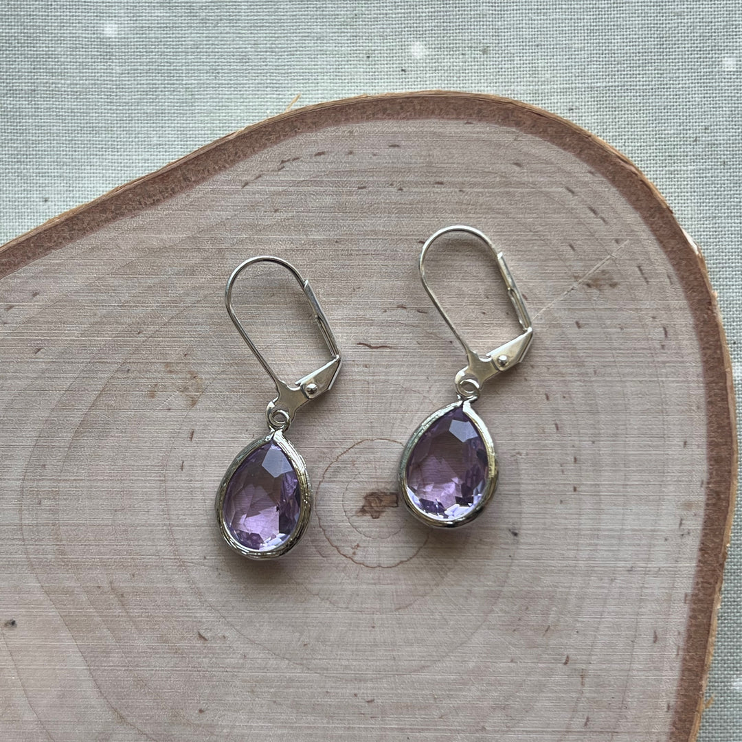 Cara Silver Bezel Glass Earrings