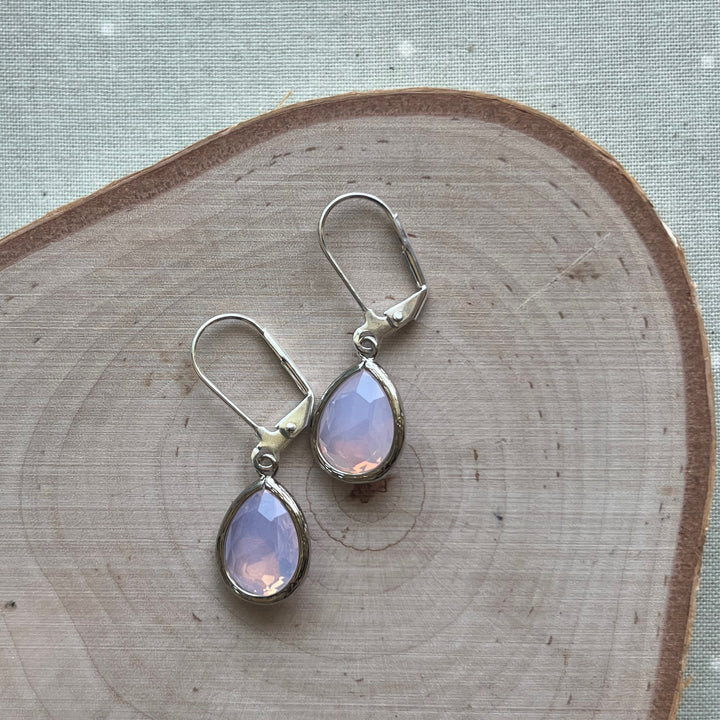 Cara Silver Bezel Glass Earrings