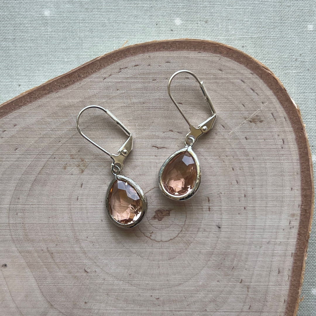 Cara Silver Bezel Glass Earrings