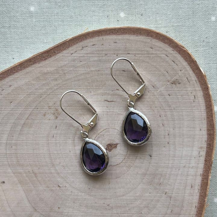 Cara Silver Bezel Glass Earrings