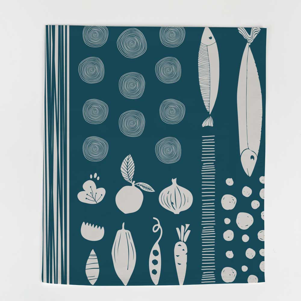 Cotton Tea Towel | Fish & Veggies