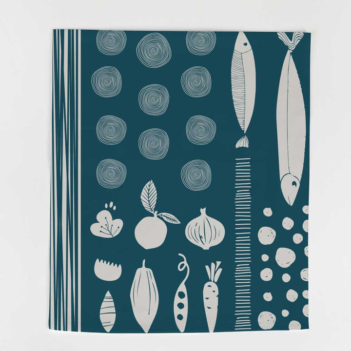 Cotton Tea Towel | Fish & Veggies
