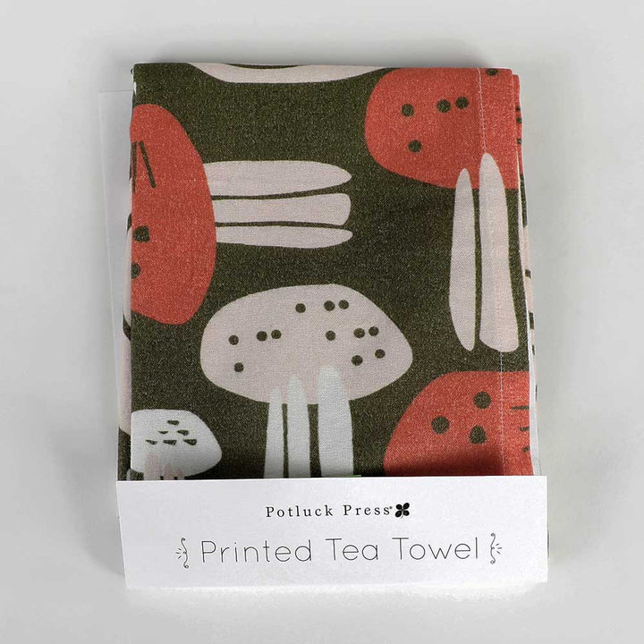 Cotton Tea Towel | Colorblock Mushrooms
