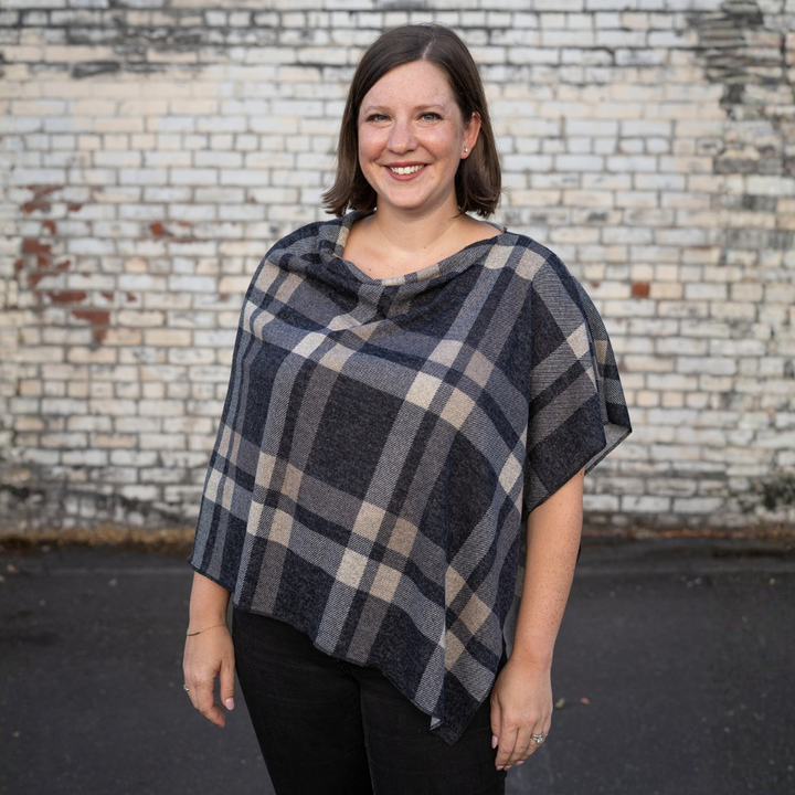 Plaid Knit Poncho