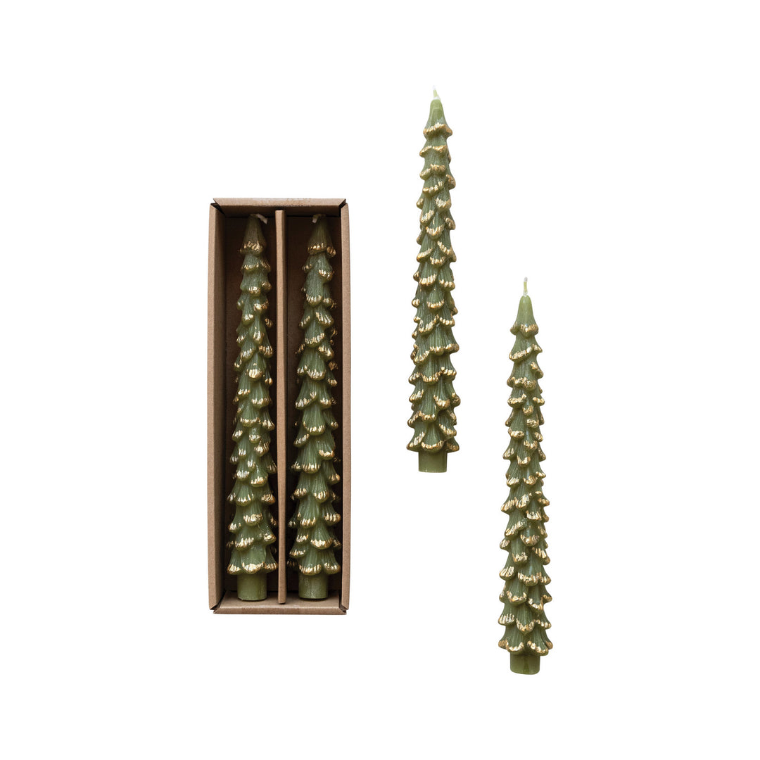 Taper Candles | Christmas Trees Green