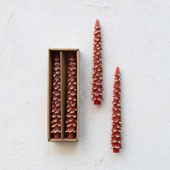 Taper Candles | Christmas Trees Red