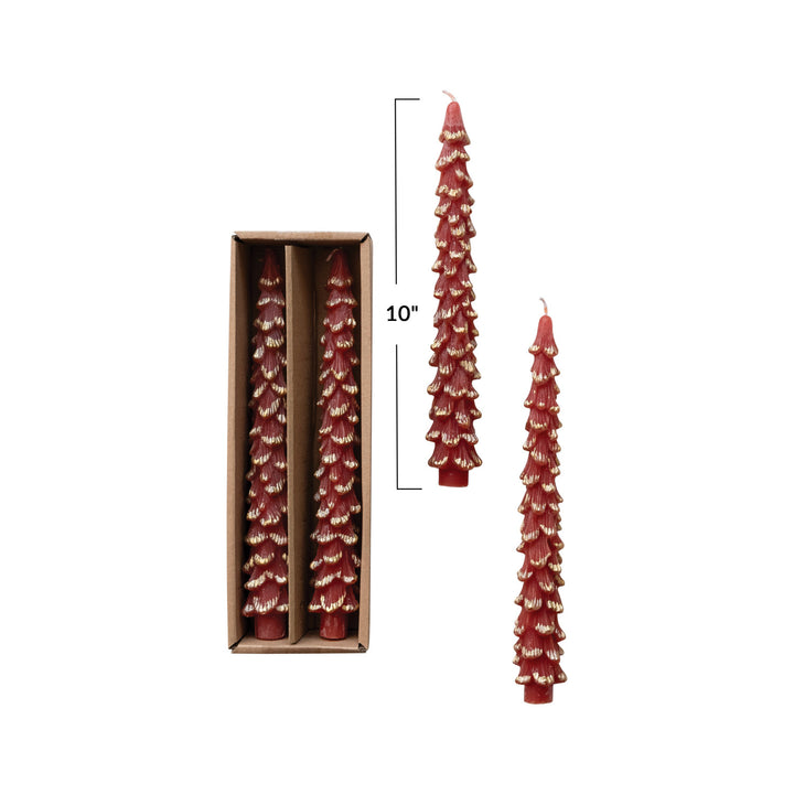 Taper Candles | Christmas Trees Red