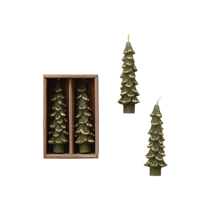 Taper Candles | Christmas Trees Green Short
