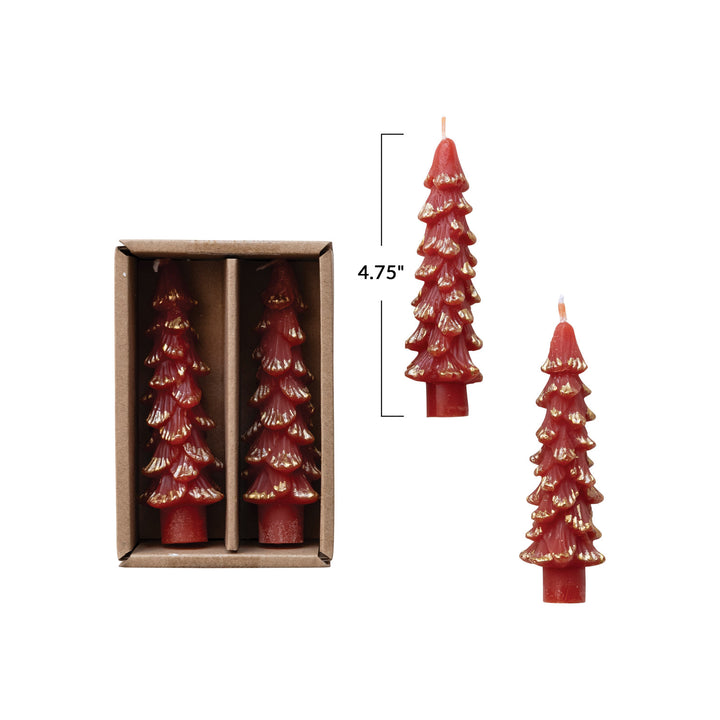 Taper Candles | Christmas Trees Red Short