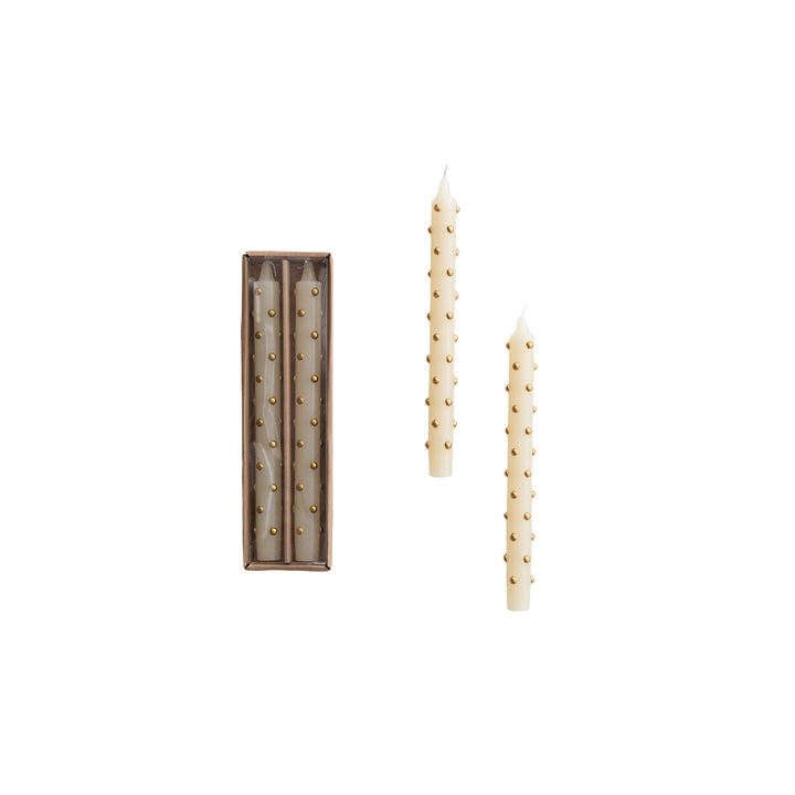 Taper Candles | Ivory + Gold Dot