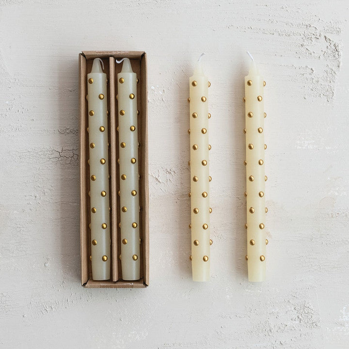 Taper Candles | Ivory + Gold Dot