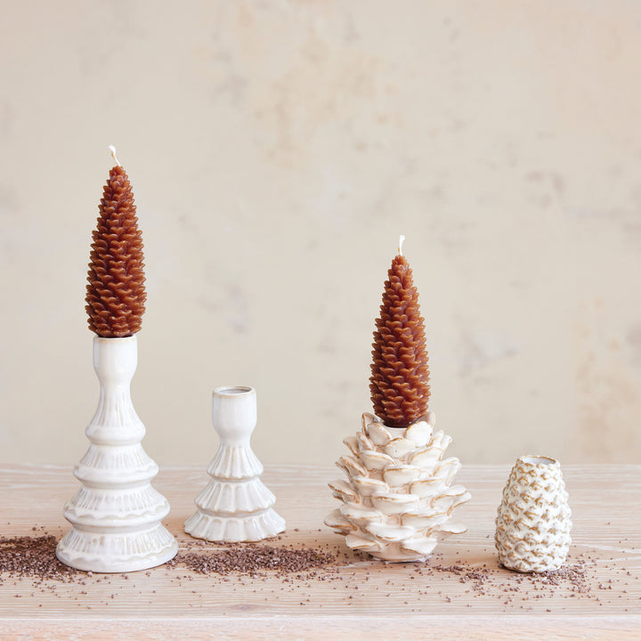 Stoneware Pinecone Candle Holder