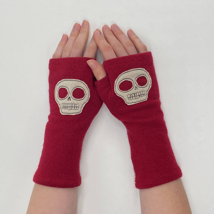 Fingerless Cashmere Gloves "Skull"