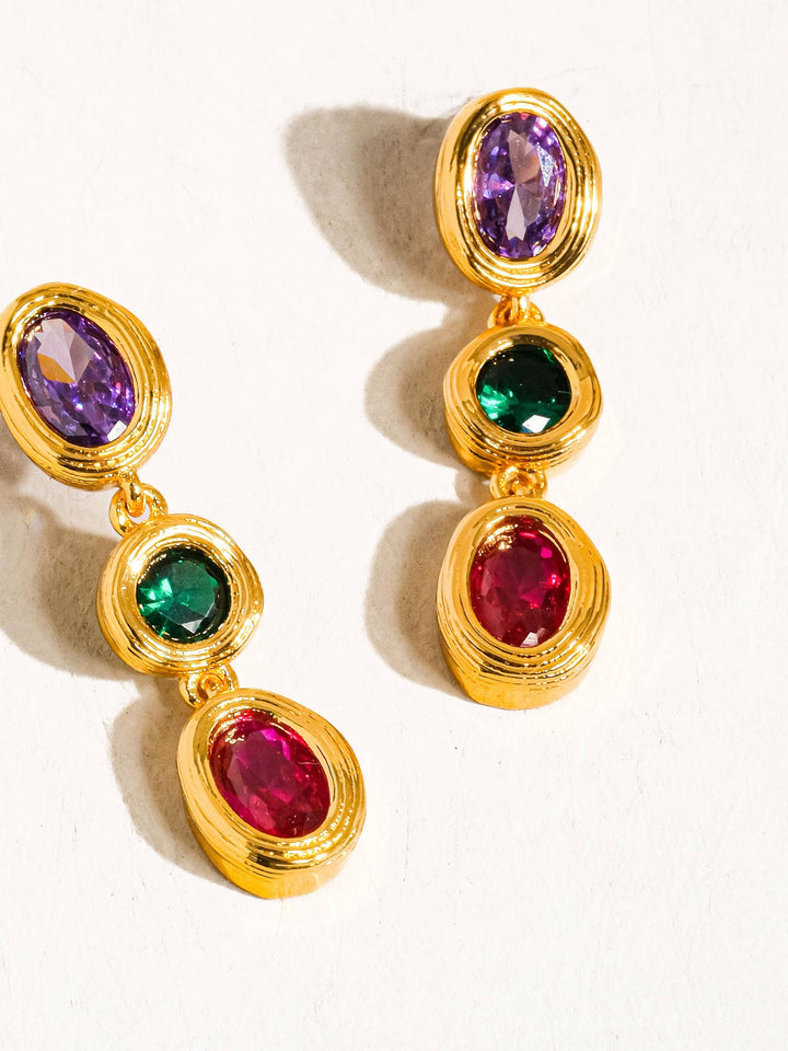 Post Earring | Multi Color CZ Drop
