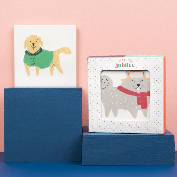 Coaster Set | Christmas Dogs