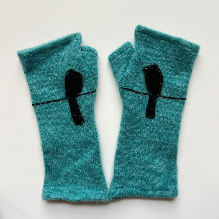 Fingerless Cashmere Gloves "Bird on Wire"