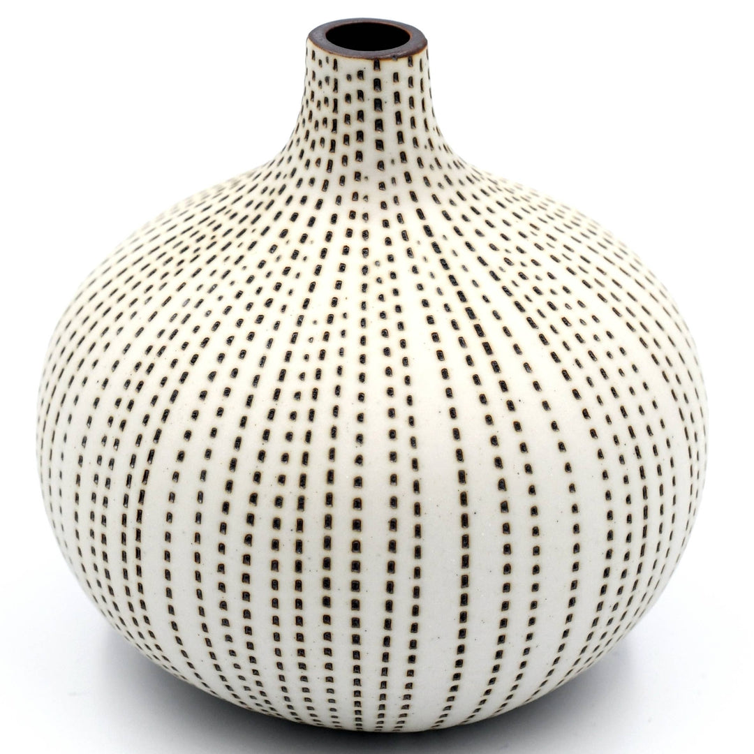 Bud Vase Small | Brown Dotted Stripe