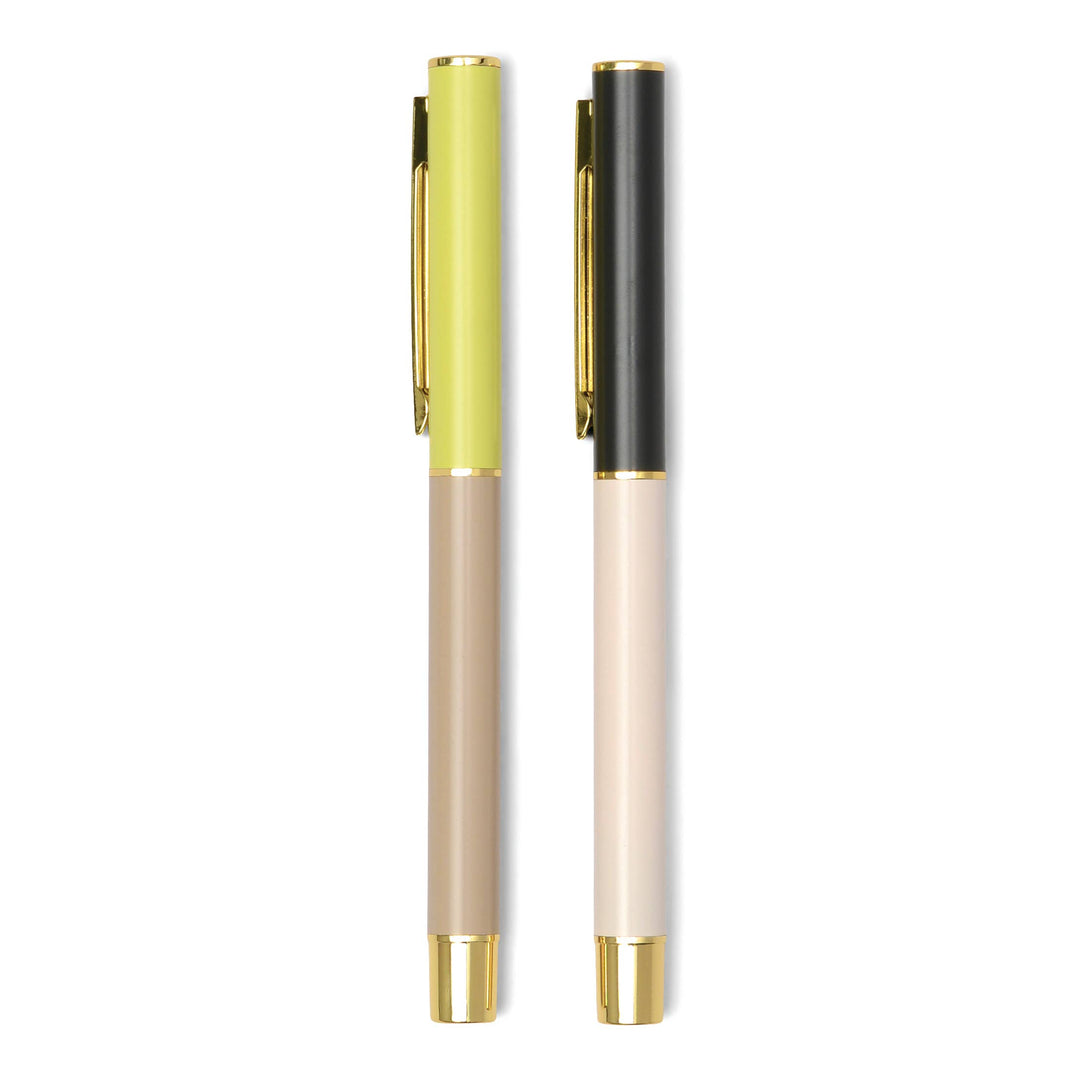 Color Block Pens | Set of 2 | Red Orange + Emerald