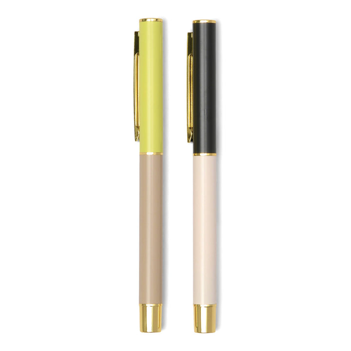 Color Block Pens | Set of 2 | Red Orange + Emerald