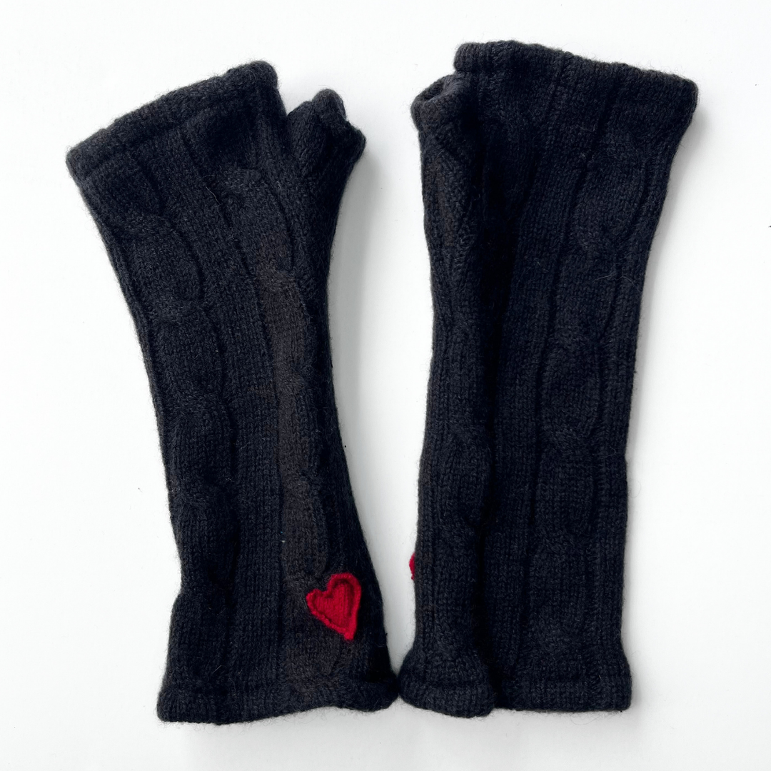 Fingerless Cashmere Gloves "Cable Knit Solids"