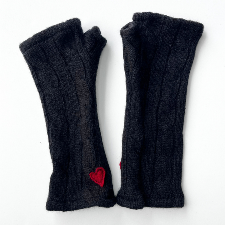 Fingerless Cashmere Gloves "Cable Knit Solids"