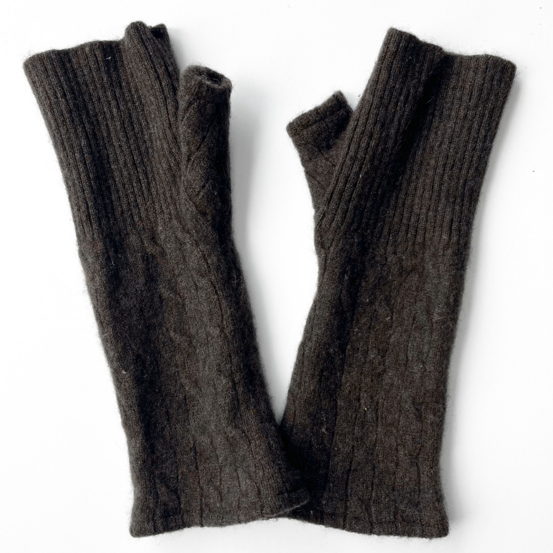 Fingerless Cashmere Gloves "Cable Knit Solids"
