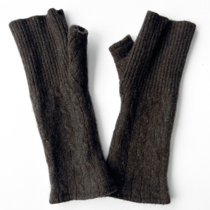 Fingerless Cashmere Gloves "Cable Knit Solids"