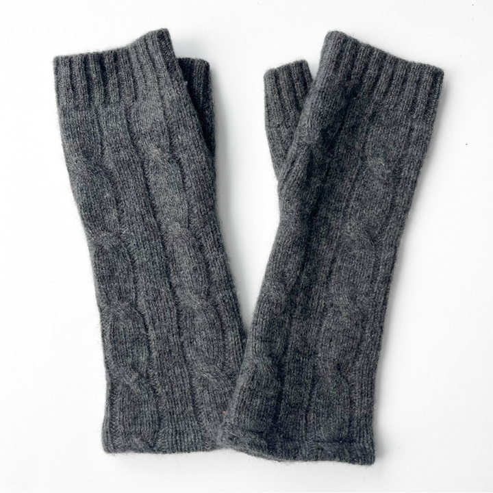 Fingerless Cashmere Gloves "Cable Knit Solids"