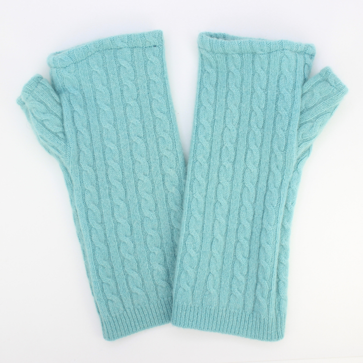 Fingerless Cashmere Gloves "Cable Knit Solids"