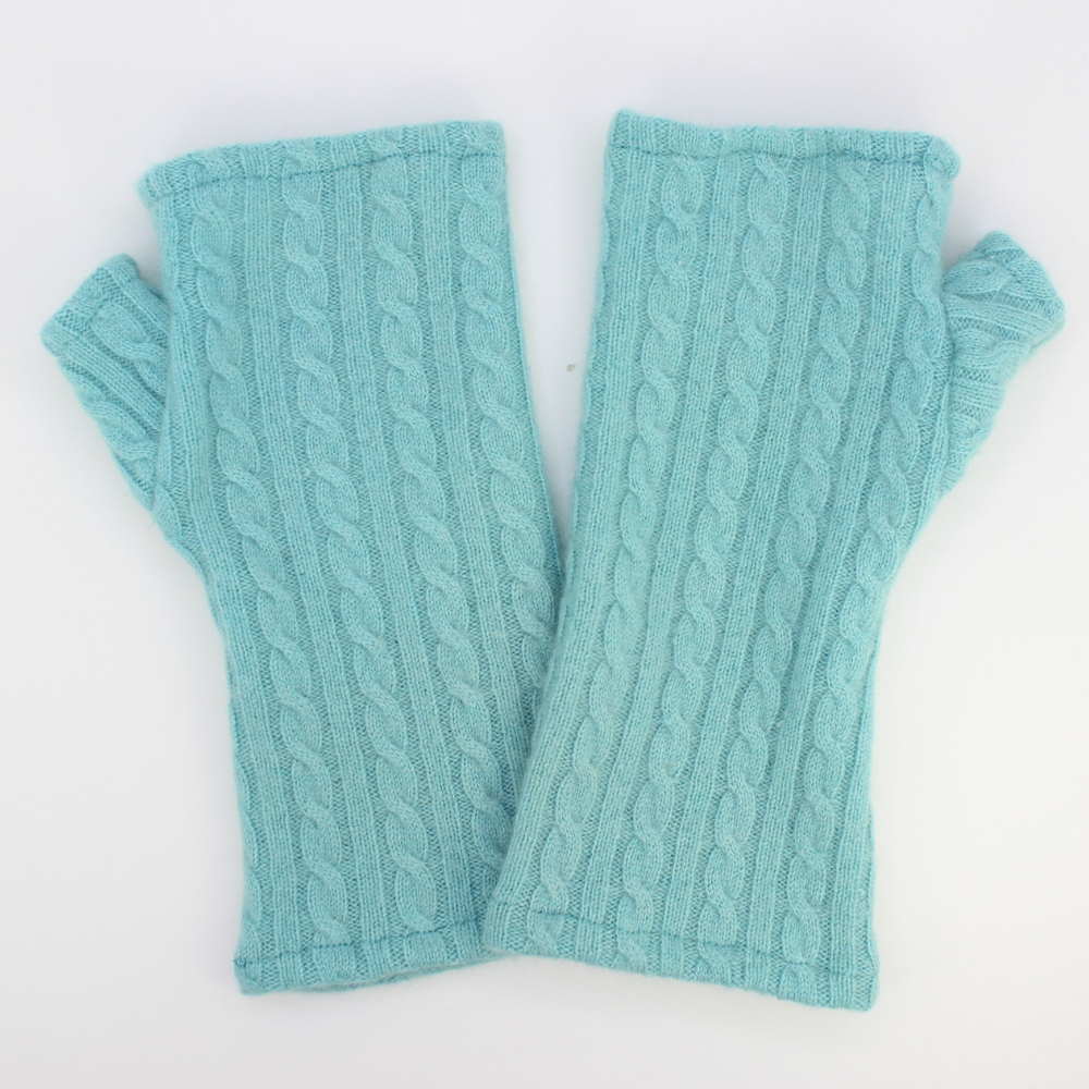 Fingerless Cashmere Gloves "Cable Knit Solids"
