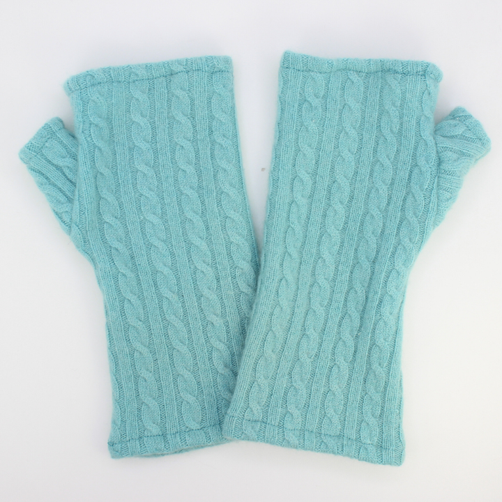 Fingerless Cashmere Gloves "Cable Knit Solids"