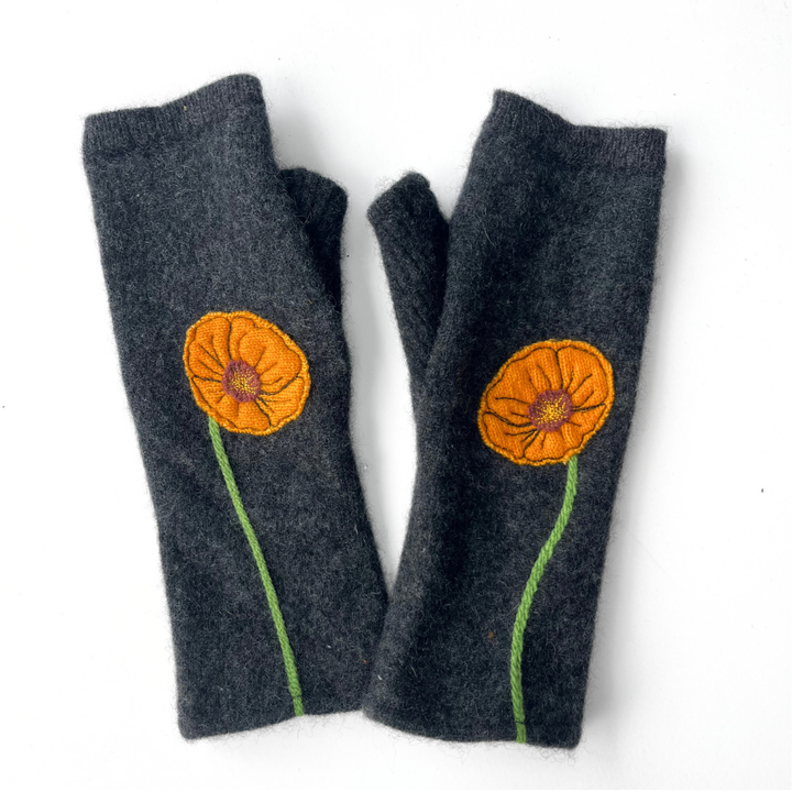 Fingerless Cashmere Gloves "California Poppy"