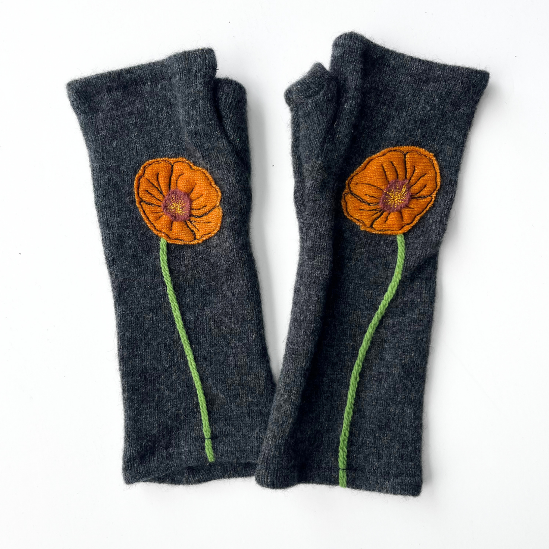 Fingerless Cashmere Gloves "California Poppy"