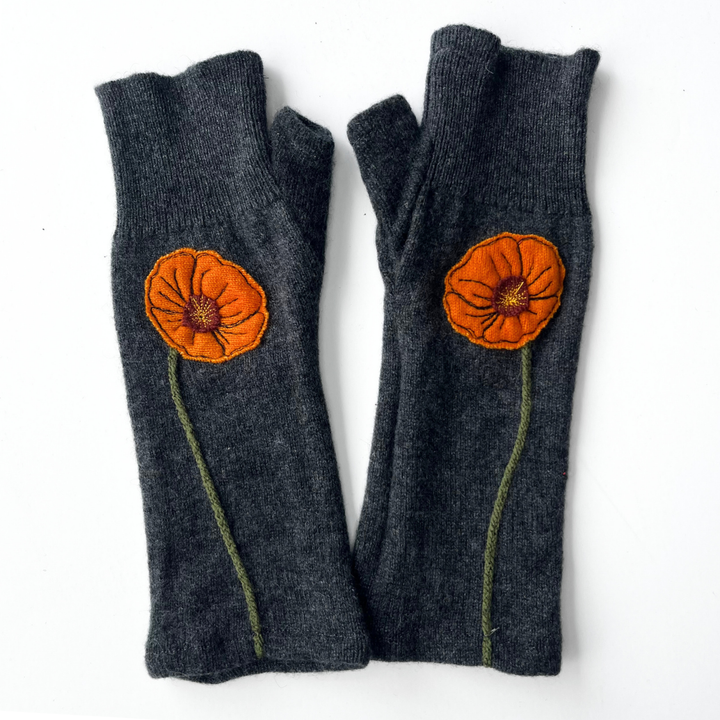 Fingerless Cashmere Gloves "California Poppy"