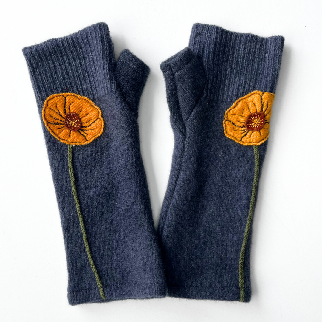 Fingerless Cashmere Gloves "California Poppy"