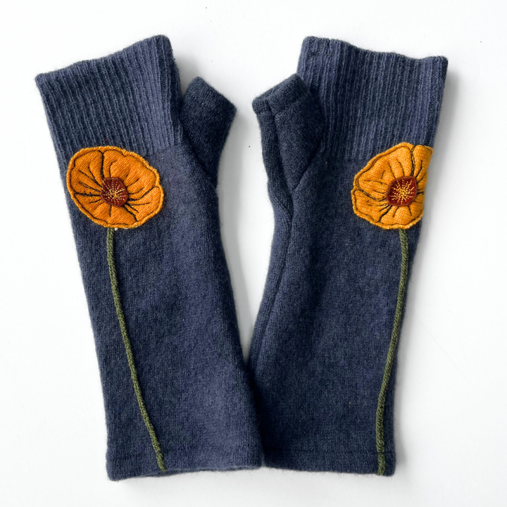 Fingerless Cashmere Gloves "California Poppy"