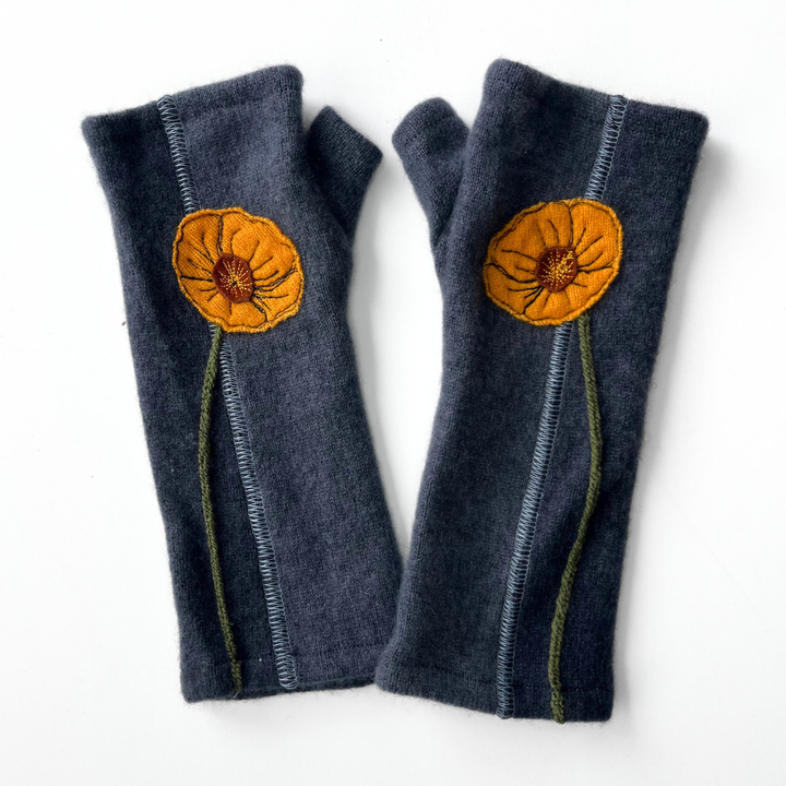 Fingerless Cashmere Gloves "California Poppy"