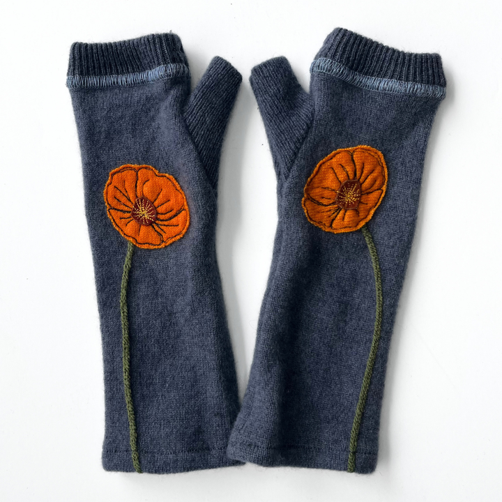 Fingerless Cashmere Gloves "California Poppy"